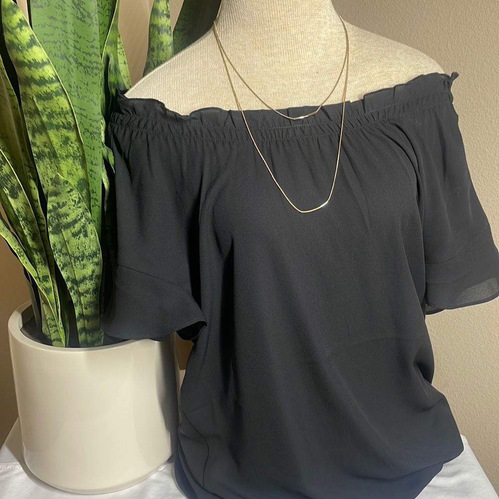Express sheer of the shoulder top